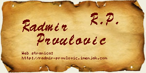 Radmir Prvulović vizit kartica